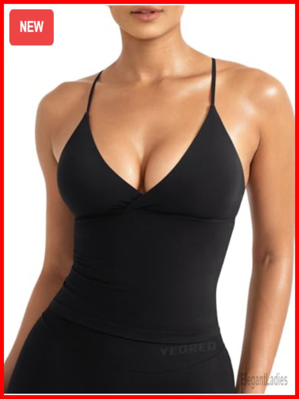 Seamless Twist Front Workout Tank Top Removable Bra Pads V-Neck Crop